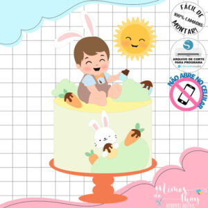 Arquivo Corte: Topo de Bolo Páscoa Bebê Coelhinho 208