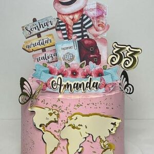 Arquivo Corte: Topo de Bolo Viagem Menina