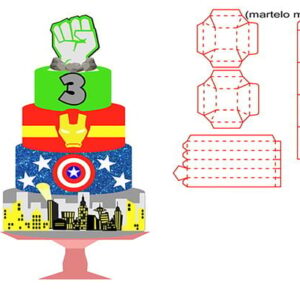 Arquivo Corte: Topo de Bolo Vingadores Cute 001