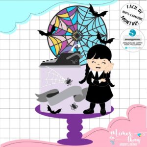 Arquivo Corte Topo de Bolo Wandinha Cute Familia Addams 022