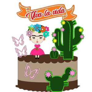 Kit com 5 arquivos de corte 01-FRIDA TOPO DE BOLO EM CAMADAS