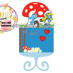 Kit com 5 arquivos de corte:01-SMURFS TOPO (100% EM CAMADAS)