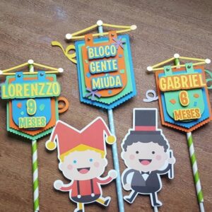 Kit com 5 arquivos de corte:03-CARNAVAL TOPO DE BOLO