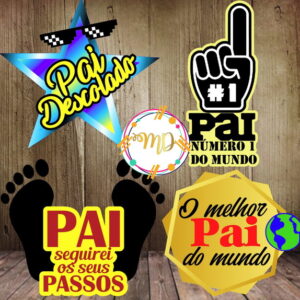 Kit com 5 arquivos de corte 04-DIA DOS PAIS TOPO DE BOLO CAM