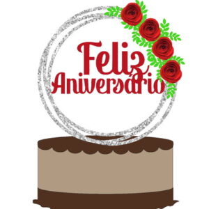 Kit c/ 5 arquivos de corte 04-FELIZ ANIVERSARIO TOPO DE BOLO