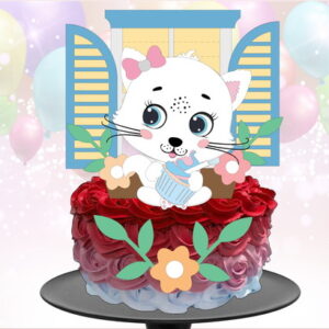 Kit com 5 arquivos de corte 06-GATINHO TOPO DE BOLO CAMADAS