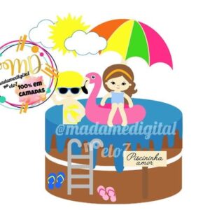 Kit com 5 arquivos de corte: 01-POOL PARTY (camadas)