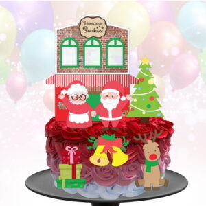 Kit com 5 arquivos de corte 63-NATAL TOPO DE BOLO CAMADAS