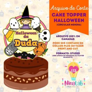 Arquivo de corte: CAKE TOPPER CIRCULAR: HALLOWEEN MENINA