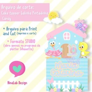 Arquivo de corte: Cake Topper - GALINHA PINTADINHA CANDY