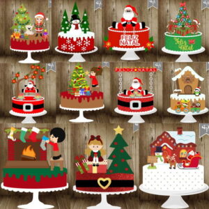 Arquivo de Corte Combo 11 Topos de Bolo Natal #20