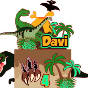 Kit c/5 arquivos de corte: 08-DINOSSAURO TOPO DE BOLO CAMADA