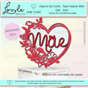Arquivo de Corte Festa Topo de Bolo Dia das Mães Coração