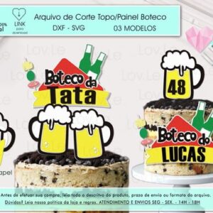 Arquivo de Corte Festa Topo de Bolo Painel Roda de Boteco