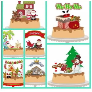 Arquivo de Corte Kit 9 Topos de Bolo Natal