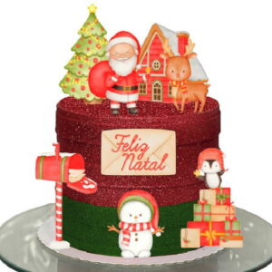 Arquivo de Corte Kit Topo de Bolo Natal Aquarelado