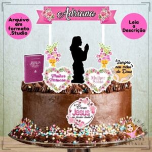 Arquivo de Corte p/ Silhouette Topo de Bolo Mulher Cristã