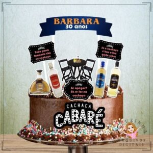Arquivo de Corte para Silhuette Topo de Bolo Cachaça Cabaré