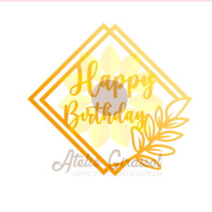 Arquivo Placa Happy Birthday Topo de Bolo