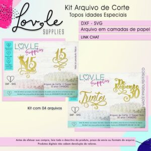 Arquivo de Corte Scrap Festa Topo de Bolo 15 anos e 30 anos