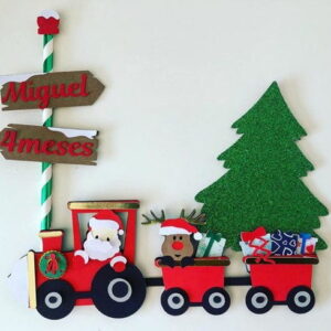 Arquivo de corte Silhouette topo de bolo NATAL trenzinho 02