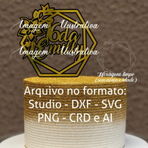 1 + 14 Arquivos - - Svg - Dxf - Hexágono Floral 1
