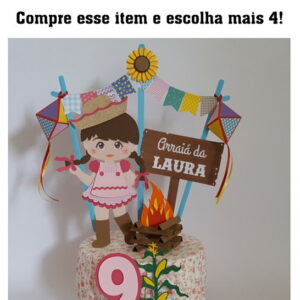 KIT C/ 5: ARQUIVO DE CORTE TOPO ARRAIÁ MENINA CAIPIRA 015