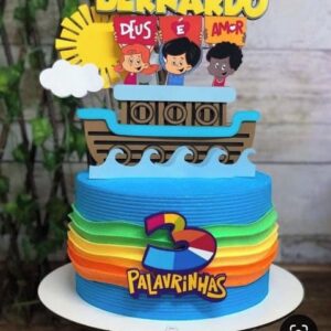 080 - Arquivo de Corte Topo de Bolo 3 Palavrinhas Barco