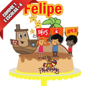 Arquivo de Corte Topo de Bolo 3 Palavrinhas