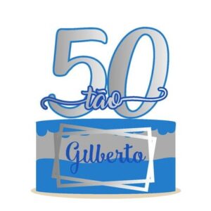 Arquivo De Corte Topo De Bolo 50tão Retangulo Vazado