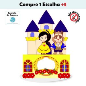 Arquivo de Corte Topo de Bolo a Bela e a Fera #003