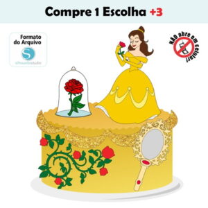 Arquivo de Corte Topo de Bolo a Bela e a Fera #008