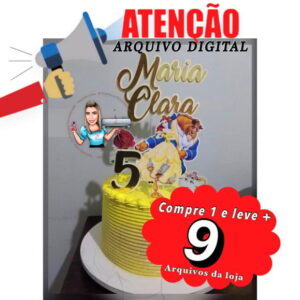 Arquivo de Corte Topo de Bolo - a Bela e a Fera