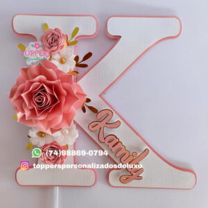 Arquivo de Corte: Topo de Bolo Alfabeto Floral 002