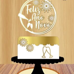 Arquivo de Corte Topo de Bolo Arco Feliz Ano Novo