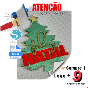 Arquivo de Corte Topo de Bolo Arvore de Natal Feliz Natal