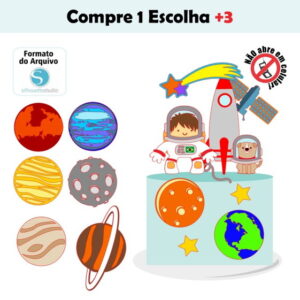 Arquivo de Corte Topo de Bolo Astronauta #009