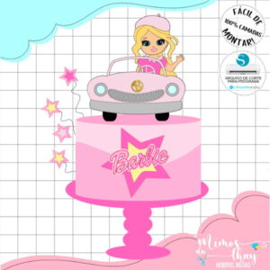 Arquivo de Corte Topo de Bolo Barbie Loira Baby + Carro 010