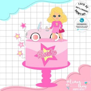 Arquivo de Corte Topo de Bolo Barbie Loira Baby + Carro 011