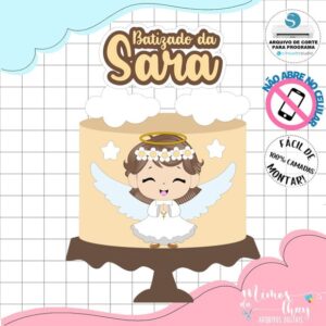 Arquivo de Corte: Topo de Bolo Batizado Anjinha Baby 026