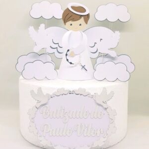 Arquivo De Corte Topo De Bolo Batizado Anjinho 3D