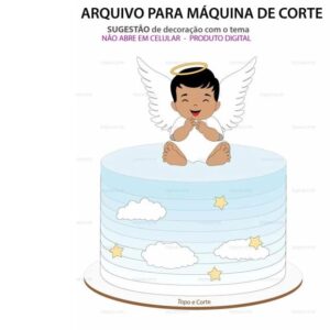Arquivo de Corte Topo de Bolo Batizado Anjinho Sentado #584