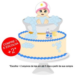 Arquivo de Corte Topo de Bolo Bebê Banho