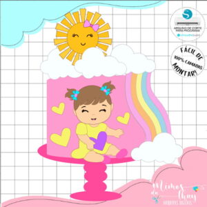 Arquivo de Corte: Topo de Bolo Bebê Chuva de Amor 004