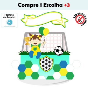Arquivo de Corte Topo de Bolo Bebê Menina Futebol