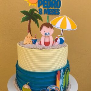 ARQUIVO DE CORTE Topo de Bolo - Bebê na praia