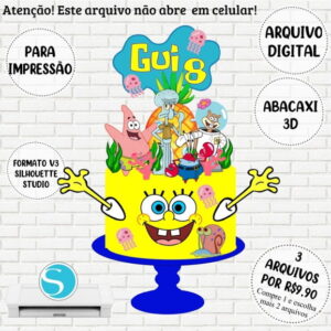 Arquivo de Corte Topo de Bolo Bob Esponja #545
