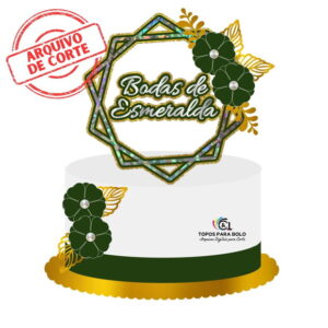Arquivo de Corte - Topo de Bolo Bodas de Esmeralda