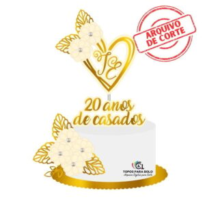 Arquivo de Corte - Topo de Bolo Bodas de Porcelana