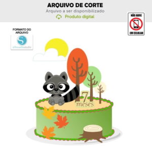 Arquivo de Corte Topo de Bolo Bosque Guaxinin